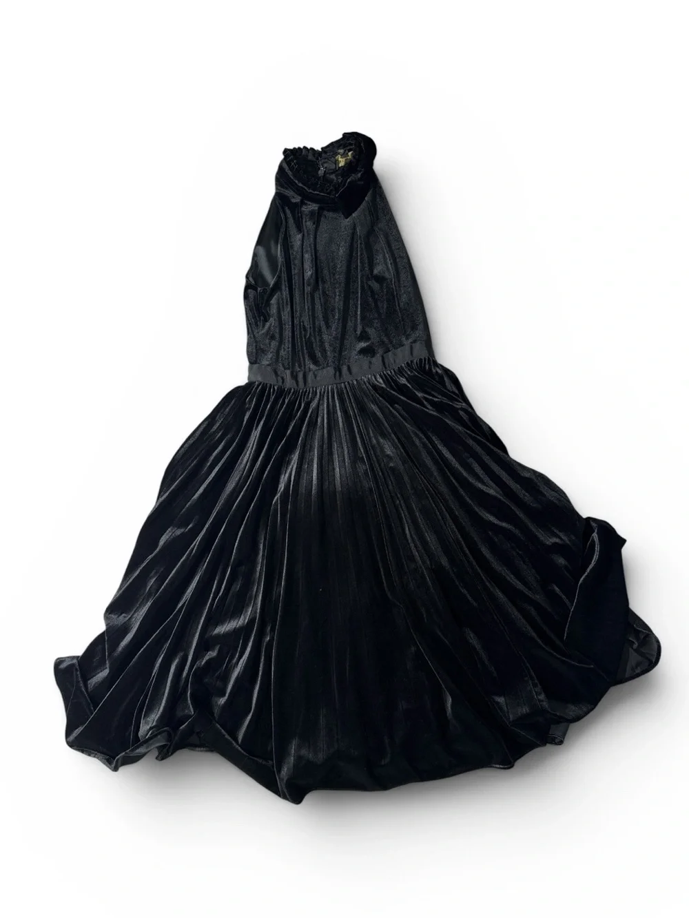 Ted Baker womens 2 black cornels velvet midi pleated dress EUC